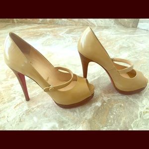 Christian Louboutin Patent Mary Jane Peep Toe Pump